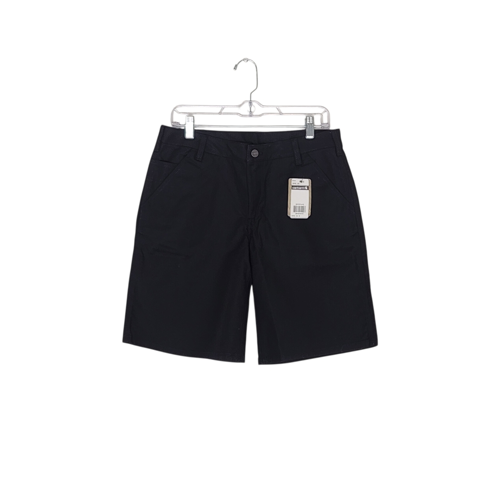 NWT Carhartt Women 8 Rugged Professional Black Flex Loose Fit Canvas Work Shorts